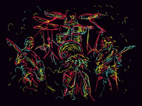 Band Art Drawing, Music Band Illustration, Music Abstract, Trippy Wall, Art Alevel, Band Poster, Jazz Art, Food Illustration Art, Architecture Collage