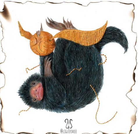 Niffler drawing from Fantastic Beasts Niffler Illustration, Niffler Drawing, Niffler Tattoo, Niffler Art, Wizard Fanart, Harry Potter Ornaments, Abstract Inspiration, Harry Potte, Blue Wedding Bouquet