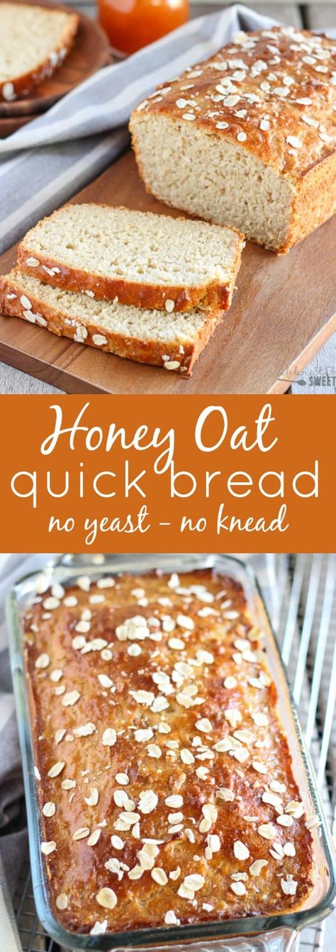 Honey Oat Quick Bread, Quick Bread No Yeast, Oat Quick Bread, Bread No Yeast, Honey Oat Bread, Yeast Free Breads, Oat Bread, No Yeast Bread, Yeast Bread Recipes