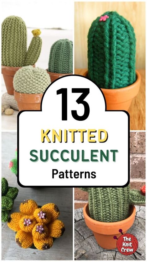 Knitted Cactus Pattern Free, Crochet Gifts For Plant Lovers, Plant Knitting Pattern, Knitted Plants Free Pattern, Knitting Plants, Knit Plants, Knitted Plants, Knitted Cactus, Knit Cactus