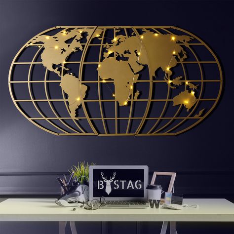 World Theme Bedroom, World Map Globe, Theme Bedroom, Diy Crafts Love, World Clock, Map Wall Decor, Maputo, Interior Wall Decor, Office Furniture Design