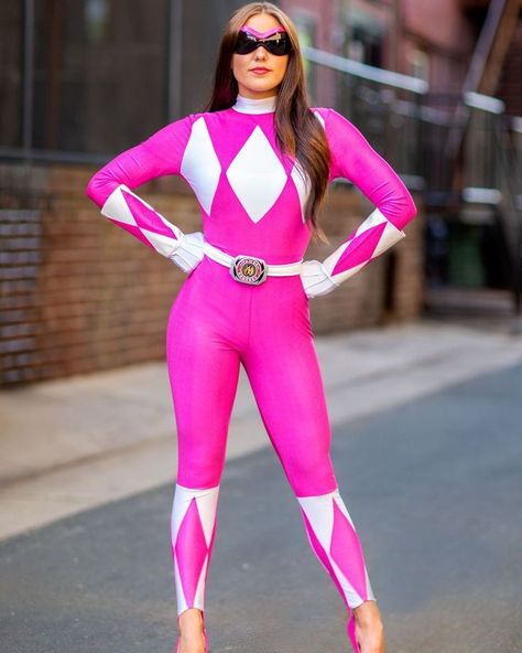 One of the best Halloween costumes 2021 Pink Bodysuit Outfit, Power Rangers Outfits, Ranger Costume, Kimberly Hart, Rita Repulsa, Power Rangers Costume, Pink Ranger, Pink Power Rangers, Halloween Coustumes