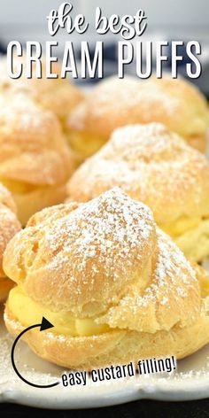 Easy Custard Filling, Cream Puffs Recipe Easy, Homemade Cream Puffs, Cream Puffs Easy, Yummy Nummies, Whipped Cream Filling, Puff Dessert, Easy Custard, Orange Curd