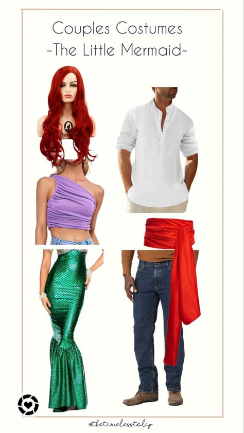 Prince Eric Halloween Costume, Diy Prince Eric Costume, Ariel Prince Eric Costume, Flounder And Sebastian Costumes, Little Mermaid And Prince Eric Costume, Adult Little Mermaid Costume, Easy Ariel Costume, Ariel Couple Costume, Ariel And Eric Costume Couple