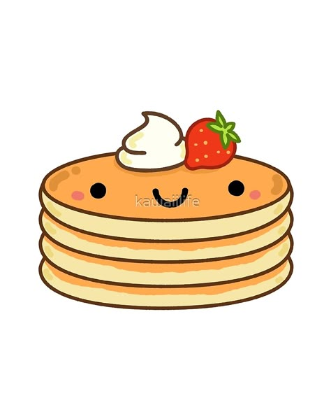 "Kawaii Pancake Stack" by kawaiilife | Redbubble Kawaii Art Cute Food, Pancake Doodle, Kawaii Pancakes, Kawaii Doodles Cute, Apps Kawaii, Pancake Drawing, Kawaii Girl Drawings, Paper Squishy, Stack Of Pancakes