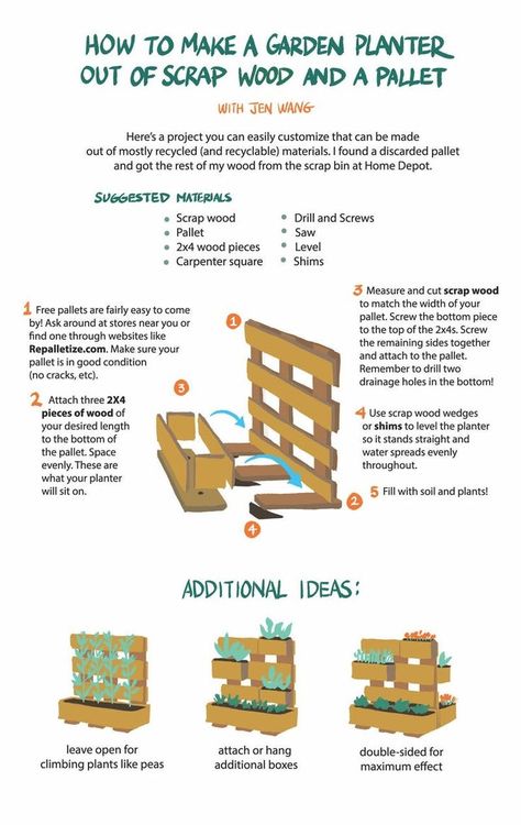 Herb Garden Pallet, Pallet Projects Garden, Vertical Garden Planters, Vertical Vegetable Garden, Garden Diy Ideas, Pallet Planter, Vertical Garden Diy, Vertical Herb Garden, Pallets Garden