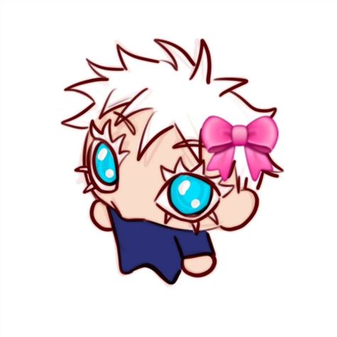 Blue M&m Character, Cute Jjk Pfp, Gojo Cinnamoroll, Gojo Fanart Cute, Gojo Cute, Jujutsu Kaisen Pfp, Jjk Chibi, Chibi Gojo, Gojo Art