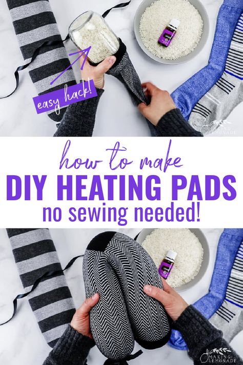 Diy Rice Heating Pad, Diy Rice Bags, Rice Bag Heating Pad, Diy Heat Pack, Rice Sock, Homemade Heating Pad, Diy Heating Pad, Heating Pad For Cramps, Rice Heating Pads