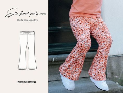 Flared Pants Pattern for Girls Flared Pants Sewing PDF - Etsy Australia Flared Pants Pattern, Clothing Patterns Sewing, Flare Pants Pattern, Pants Sewing, Patterns Sewing, Pants Sewing Pattern, Girl Closet, Colored Pants, Flared Pants