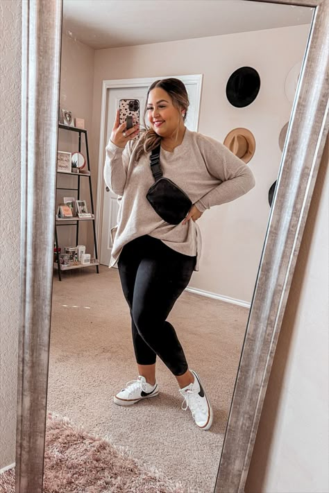 Plus Size Outfit With Leggings, Plus Casual Fall Outfits, Cute Outfits With Leggings Plus Size, Nanny Work Outfits, Casual Blazer Outfits Plus Size, Women’s Plus Size Outfits, Altheisure Style Plus Size, Fall Mom Outfits 2023 Plus Size, Casual Athletic Outfits Summer Plus Size