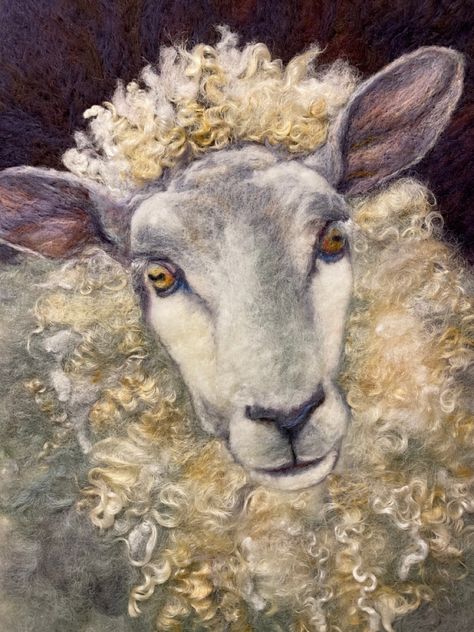 Felted Sheep Picture, Felted Pictures, Beauty Papers, Felt Painting, Felting Animals, Felted Sheep, Felt Pictures, Animal Quilts, Needle Felting Projects