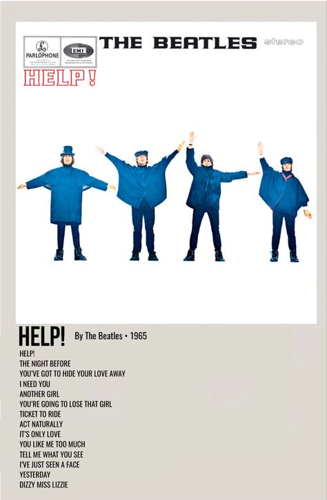 The Beatles Help, Beatles Poster, Beatles Albums, Minimalist Music, Polaroid Posters, Music Poster Ideas, Ticket To Ride, Beatles John, Beatles Songs