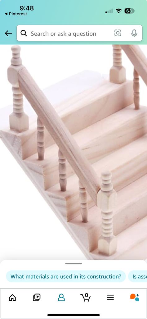 Miniature Staircase, Dollhouse Porch, Small Stairs, Wood Dollhouse Furniture, Stairs Wooden, Staircase Wood, Wooden Handrail, Wooden Staircase, Wood Handrail