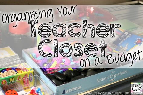 Organizing Your Teacher Closet on a Budget (part 1: small items). Organized Chaos. Tips for organizing manipulatives and other small items in your teacher closet. All stuff that is readily available and cheap. Teacher Closet Organization, Music Room Storage, Music Classroom Organization, Music Centers Elementary, Classroom Organization Labels, Closet On A Budget, Music Lesson Plans Elementary, Music Education Activities, Music Education Games