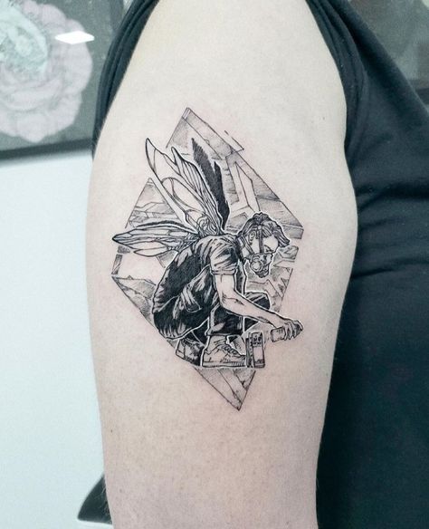 Linkin Park Meteora Tattoo, Hybrid Theory Tattoo, Linkin Park Tattoo Ideas, Linkin Park Tattoo, Lp Tattoo, Linkin Park Meteora, Book Inspired Tattoos, Soldier Tattoo, Rock Tattoo