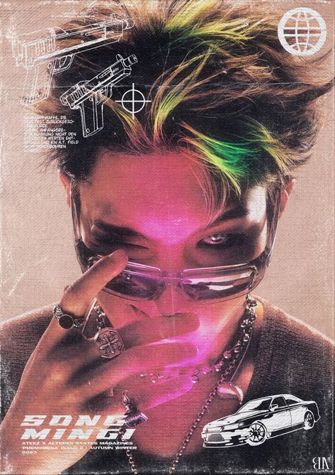 song mingi ateez kpop graphic design poster iflabfly y2k bts Ateez Mingi Poster, Ateez Graphic Design Posters, Ateez Poster Edit, Ateez Poster Aesthetic, Ateez Poster Prints, Ateez Y2k, Ateez Graphic Design, Poster Poses, Ateez Poster