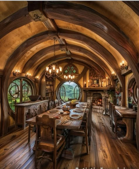 Cottage Inside Interiors, Hobbit House Design, Hobbit Core House, Hobbit House Interior Inspiration, Whimsical Cottage Interior, Hobbit House Aesthetic, Hobbiton Aesthetic, Hobbit Office, Hobbit Interior