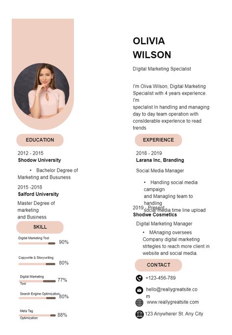 Marketing Resume Template, Marketing Cv Examples, Digital Marketer Resume, Marketing Portfolio Examples, Cv For Digital Marketer, Digital Marketing Specialist, Marketing Resume Examples, Digital Marketing Resume, Fashion Cv