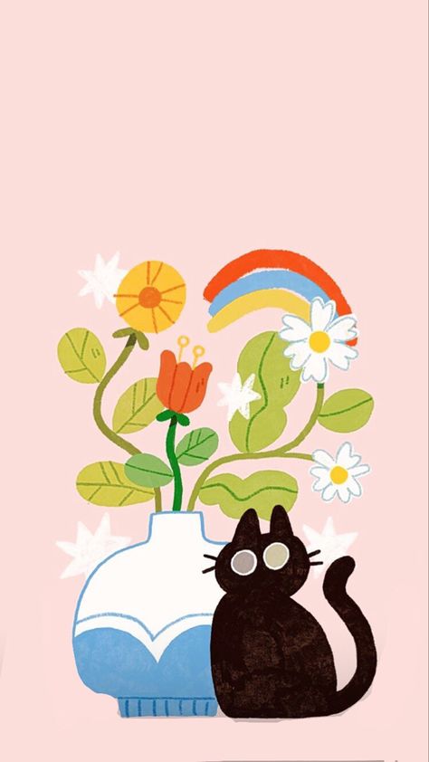 Funky Illustrations Wallpaper, Cute Duck Illustration, 심플한 그림, Posca Art, Cat Drawing, Simple Art, Cute Doodles, Wallpaper Iphone Cute, Cartoon Art Styles