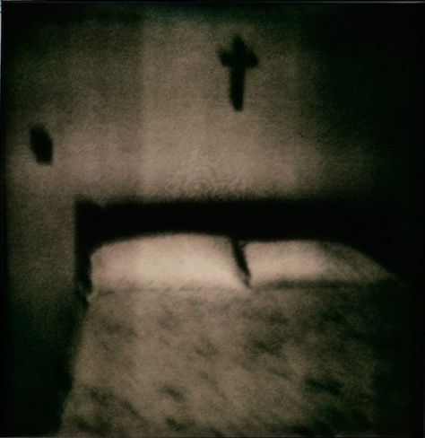 My Soul To Keep  Spooky Bed with Cross Polaroid Photo by sMacshop, $22.00 Horror Bedroom, Spooky Bedroom, Dr Jonathan Crane, Eerie Photography, Bed Photos, Dark Bedroom, Polaroid Photo, Southern Gothic, Polaroid Photos