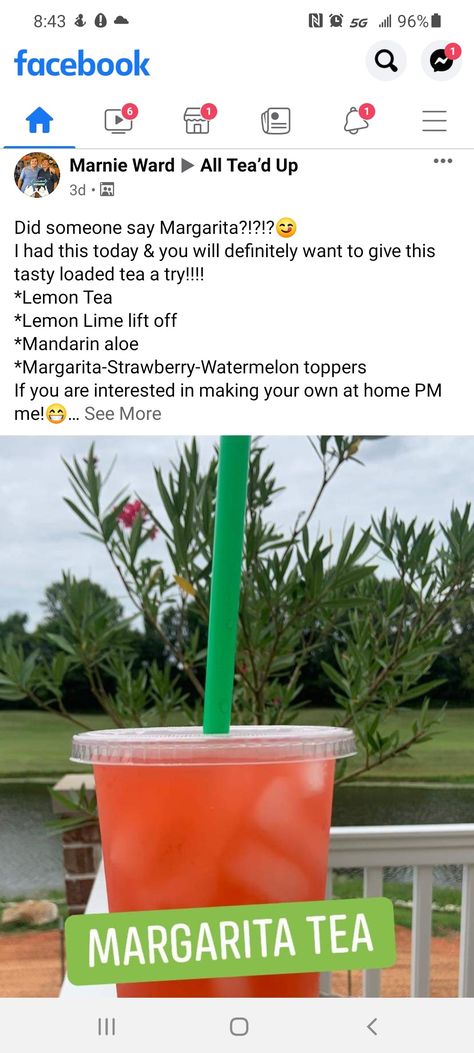 Margarita Loaded Tea Recipe, Tea Recipes Diy, Watermelon Margarita, Strawberry Margarita, Herbalife Recipes, Healthy Teas, Lemon Tea, Margarita Recipes, Lemon Lime