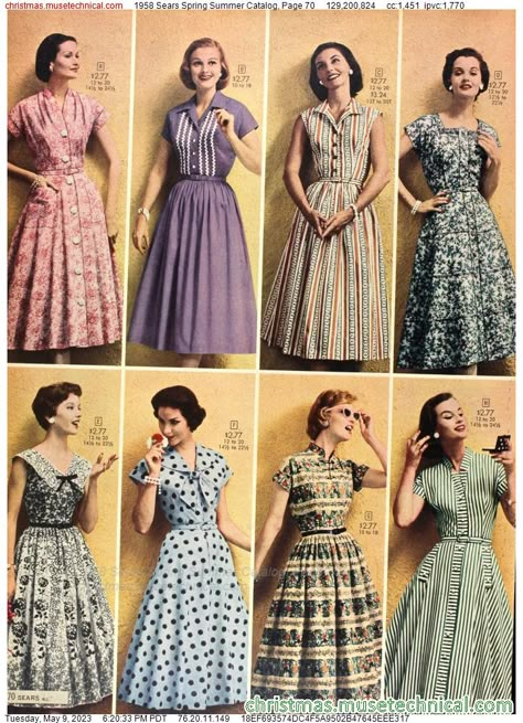 1958 Sears Spring Summer Catalog, Page 70 - Catalogs & Wishbooks 1950s Womens Fashion, 1940s Vogue, Vintage Capsule Wardrobe, 60s Vintage Fashion, 1950s Fashion Women, 1950’s Fashion, Fashion 50s, Vintage Fashion 1950s, 1950 Fashion