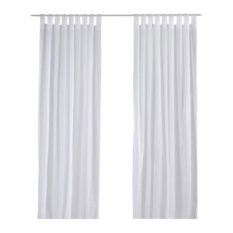 White drapes Lenda Curtains, Curtains Without Sewing, Ikea Canada, White Linen Curtains, Curtain Rod Holders, Ikea Curtains, Carpet Bedroom, Double Rod Curtains, Double Curtains