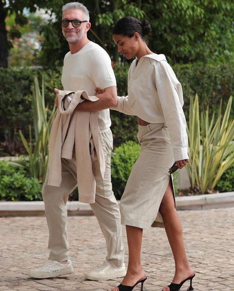 Rich Housewife Aesthetic, Vincent Cassel Tina Kunakey, Housewife Aesthetic, Perfect Girlfriend, Tina Kunakey, Couples Fashion, Black Woman White Man, Engagement Picture Outfits, Wife Style