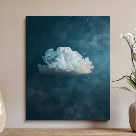 Feeling like your walls are a storm of clutter? ️ Time to clear the skies with some minimalist magic! The Solo Cloud Canvas: Minimalist Art for Maximum Tranquility is here to transform your space into a haven of peace ️ This stunning piece isn't just wall art, it's a serene escape. Imagine a single, fluffy cloud drifting across a calming canvas, inviting you to breathe deep and unwind The minimalist design is free of distractions, allowing the beauty of simplicity to take center stage. It'l... Canvas Minimalist Art, Beauty Of Simplicity, Cloud Canvas, Green Paintings, Cloud Painting, Sky And Clouds, A Storm, Interior Art, Center Stage