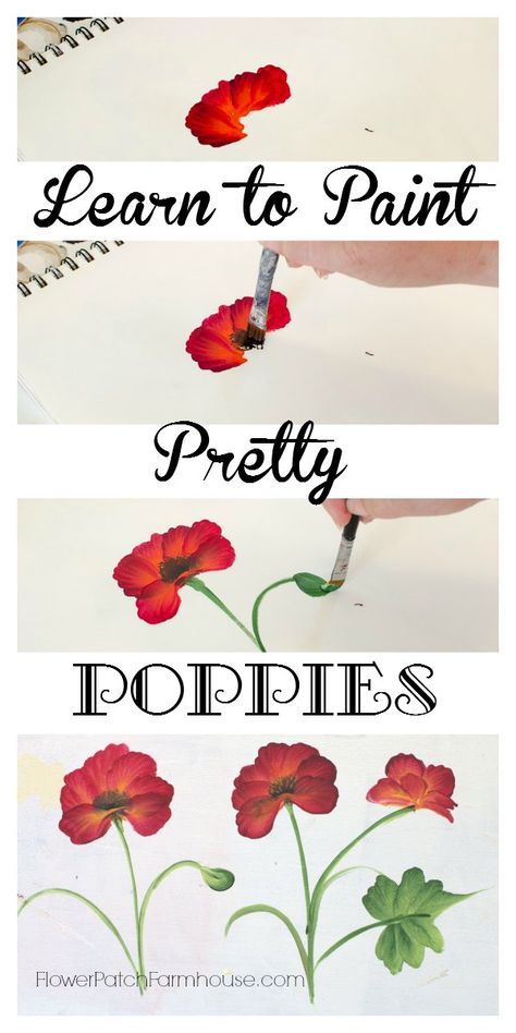 Learn How to Paint a Pretty Poppy, one simple stroke at a time.  Come paint with me! FlowerPatchFarmhouse.com Paint With Me, Cornhole Game, Learn How To Paint, Pong Table, Beer Pong, Cornhole Boards, Tole Painting, Painting Lessons, Painting Tips