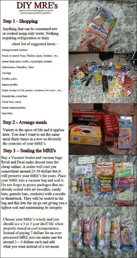 Diy Mre, Emergency Preparedness Food, Survival Foods, Survival Essentials, Survival Ideas, Canning Food, Emergency Prepardness, Doomsday Prepping, Emergency Preparedness Kit