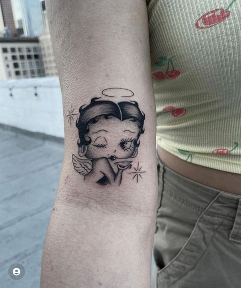 Leg Bone Tattoo, Line Tattoos Leg, Jolene Tattoo, Betty Boop Tattoo Ideas, Betty Boop Tattoo, Betty Boop Tattoos, Hello Kitty Tattoo, Kitty Tattoo, Small Girly Tattoos