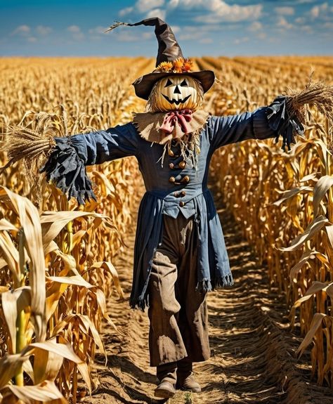 Scarecrow In Field, Lady Scarecrow, Teacher Book Character Costumes, Scarecrow Outfits, Autumn Board, Halloween Scenes, Scary Scarecrow, Scarecrow Festival, Scare Crow