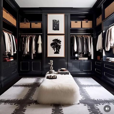 A stunning bold black and white art deco inspired townhouse imagined by the @baptistebohu 🖤 ✨ Via: @alchemyfinehome and @homemag_bytyna | Instagram Townhouse Nyc, Organized Wardrobe, Walk In Closet Inspiration, Black And White Art Deco, White Art Deco, Dressing Room Closet, Dream Closet Design, Wardrobe Door Designs, Luxury Closets Design