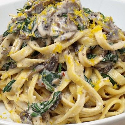 Tagliatelle Recipe, Fettuccine Recipes, Spinach Mushroom, Creamy Pasta Dishes, Fettuccine Pasta, Ricotta Pasta, Vegetarian Main Dishes, Lemon Pasta, Pasta Dinners