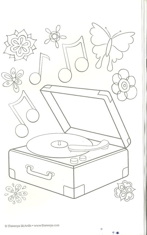 record player coloring page Decades Coloring Pages, Disco Coloring Pages, Rock Band Coloring Pages, Theater Coloring Pages, Coloring Pages Music, Music Coloring Pages, Music Coloring Sheets, Music Lesson Plan, Thaneeya Mcardle