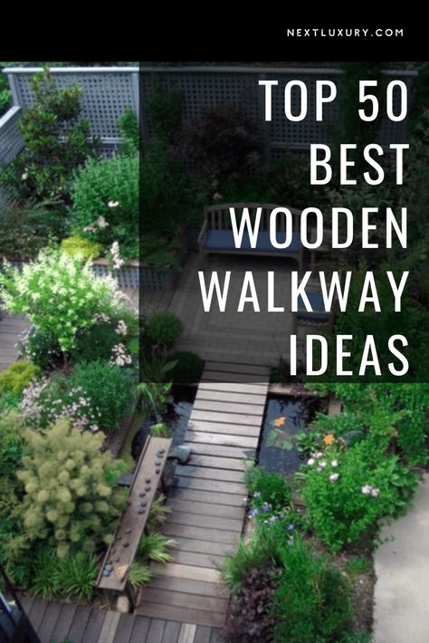 Most of us remember the sensation of stepping onto the boardwalk each season, the combination of rustic refinery and anticipation for the pleasures to come.Similarly, one might recall those autumnal strolls in the forest, and the wooden walkways that carried us over brook & stream. #nextluxury #homedesign #homedecor #homedecorideas Garden Boardwalk, Backyard Boardwalk, Unique Landscaping, Paver Deck, Wood Walkway, Wood Path, Walk Idea, Walkway Design, Walkway Ideas