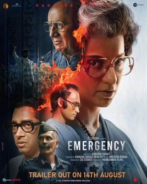 The trailer of 'Emergency' will be released on August 14 on the occasion of Independence Day. In this film, the actress has played the role of former Prime Minister Indira Gandhi. Kangana shared the new poster of the film on social media and wrote, Witness the darkest time in democratic Indian history and the lust for power that almost burned the whole country. The trailer of Kangana Ranaut's Emergency will come on August 14. The explosive saga of the darkest chapter of Indian democracy and ... Mahima Chaudhry, Family Problem, Side Pic, 14th August, Anupam Kher, India Architecture, Phone Template, Motion Poster, Posters Design