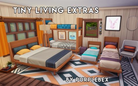 Sims 4 Tiny Living Recolors, Sims 4 Cc Tiny Living, Sims 4 Cc Loft Bed, Sims 4 Tiny Living, Bed Loft, Toddler Bed Frame, Sims 4 Stories, Alpha Cc, Sims Packs