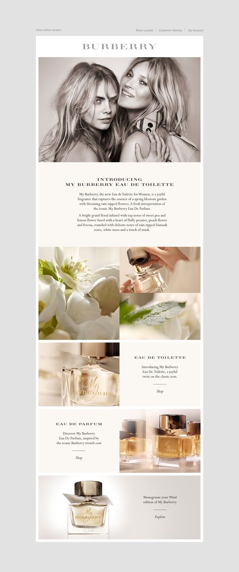 April 2015 - My Burberry EDT - EDP Luxury Brand Email Design, Chanel Newsletter, Email Campaign Design Inspiration, Beauty Email Design, Newsletter Design Layout Creative, Email Marketing Design Layout, Newsletter Design Layout, Newsletter Design Inspiration, Sale Campaign