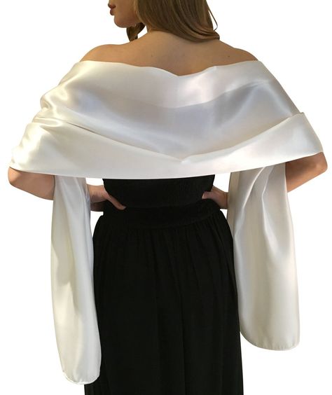 Ivory Satin Wedding Wrap Satin Shawl, White Shawl, Pashmina Wrap, Dress With Shawl, Satin Evening Dresses, Bridal Wrap, Wedding Shawl, Bridal Party Dresses, Wedding Wraps