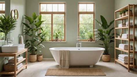 bathroom oasis with light sage Bathroom With Sage Green Walls, Light Sage Bathroom, Sage Bathroom, Kitchen Flooring Trends, Kitchen Tile Inspiration, Ensuite Bathroom Designs, Industrial Chic Kitchen, Rustic Industrial Kitchen, Compact Kitchen Design