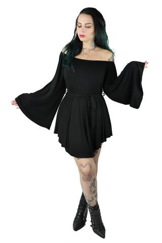 Dresses – Page 2 – FOXBLOOD SHOP Bell Sleeve Romper, Witchy Stuff, Super Cute Dresses, Comfy Fashion, Black Romper, Sleeved Romper, Tee Dress, Goth Fashion, Piece Dress