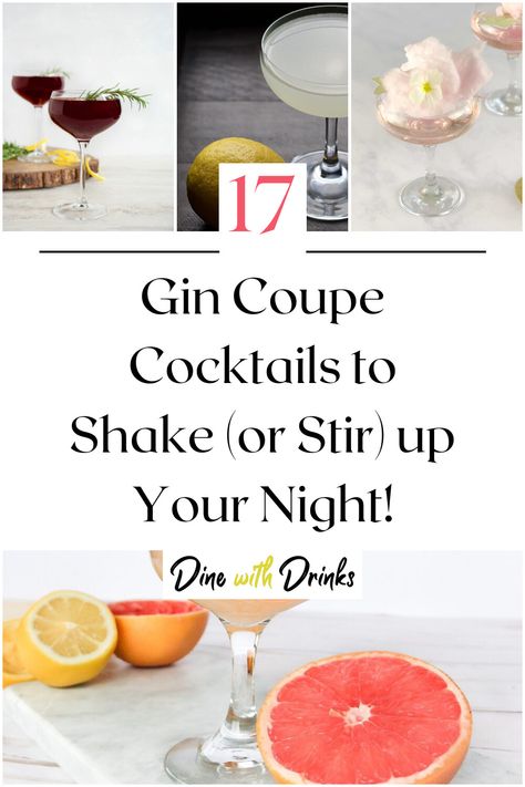 Collage of 4 gin coupe cocktails. Best Gin, The Best Recipes, Gin Cocktails, Drink Up, Cocktail Recipe, Mixology, Best Recipes, Recipe Using, Cocktail Recipes