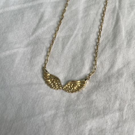 Gold angel wings necklace - thick layer of gold... - Depop Jewellery Stack, Angel Wings Necklace, Camorra Chronicles, Wings Necklace, Gold Angel Wings, Angel Wing Necklace, Angel Jewelry, Gold Angel, Angel Necklace