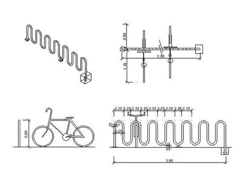 Bike Storage Architecture, Bike Parking Architecture, Bike Blueprint, Bike Parking Design, Bicycle Parking Architecture, Bike Parking Rack, Bike Storage Rack, Gym Design Interior, Section Drawing