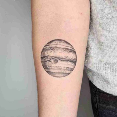 Sun Moon Jupiter Tattoo, Jupiter And Venus Tattoo, Saturn And Jupiter Tattoo, Fineline Space Tattoo, Jupiter Planet Tattoo, Mercury Planet Tattoo, Mercury Tattoo Planet, Mars Planet Tattoo, Jupiter Tattoo Planet