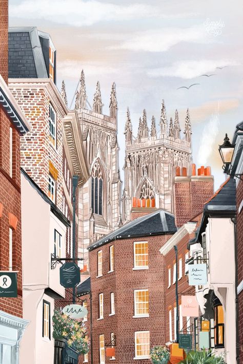 This stunning art print based upon York in the UK was created by Simply, Katy using her unique style. Travel Illustration, Travel Prints, Travel Poster, Travel Posters, The Uk, Unique Style, Illustration Art, Decorative Items, Created By