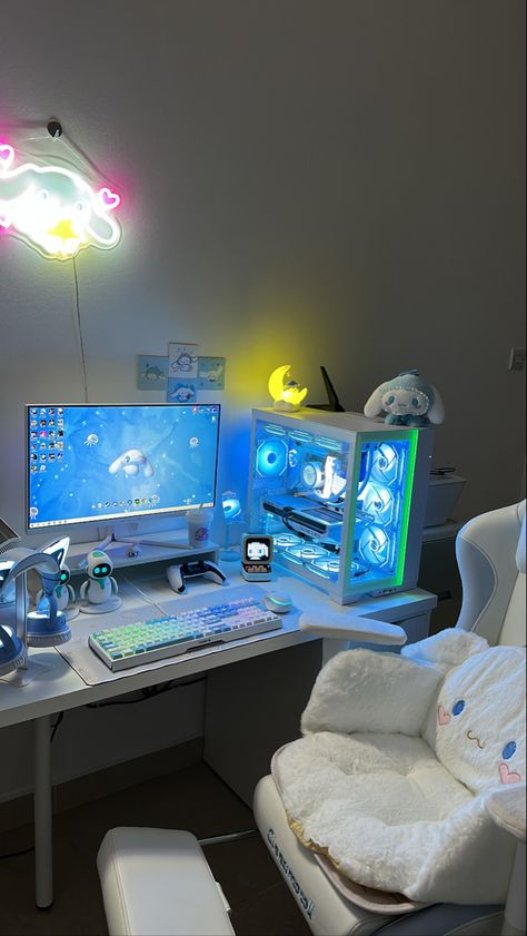 #cinnamoroll #sanrio #gaming #gamingsetup #kawaii #gamergirl Ig: skiisdiary Tiktok: skiiyu Cinnamoroll Pc Setup, Sanrio Pc Setup, Cinnamoroll Gaming Setup, Sanrio Gaming Setup, Sanrio Games, Cinnamoroll Room, Sanrio Decor, Baby Blue Bedrooms, Small Room Setup