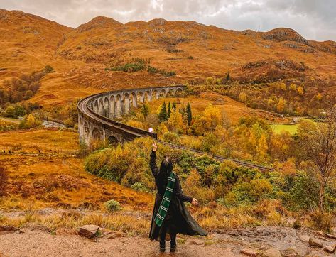 Glenfinnan Viaduct Harry Potter bridge Glenfinnan Viaduct Harry Potter, British Nostalgia, Glenfinnan Monument, Outlander Film, Glenfinnan Viaduct, Outlander Locations, Train Crossing, Harry Potter Filming Locations, The Hogwarts Express